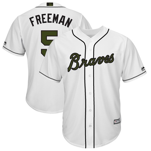 Braves #5 Freddie Freeman White New Cool Base 2018 Memorial Day Stitched MLB Jersey - Click Image to Close